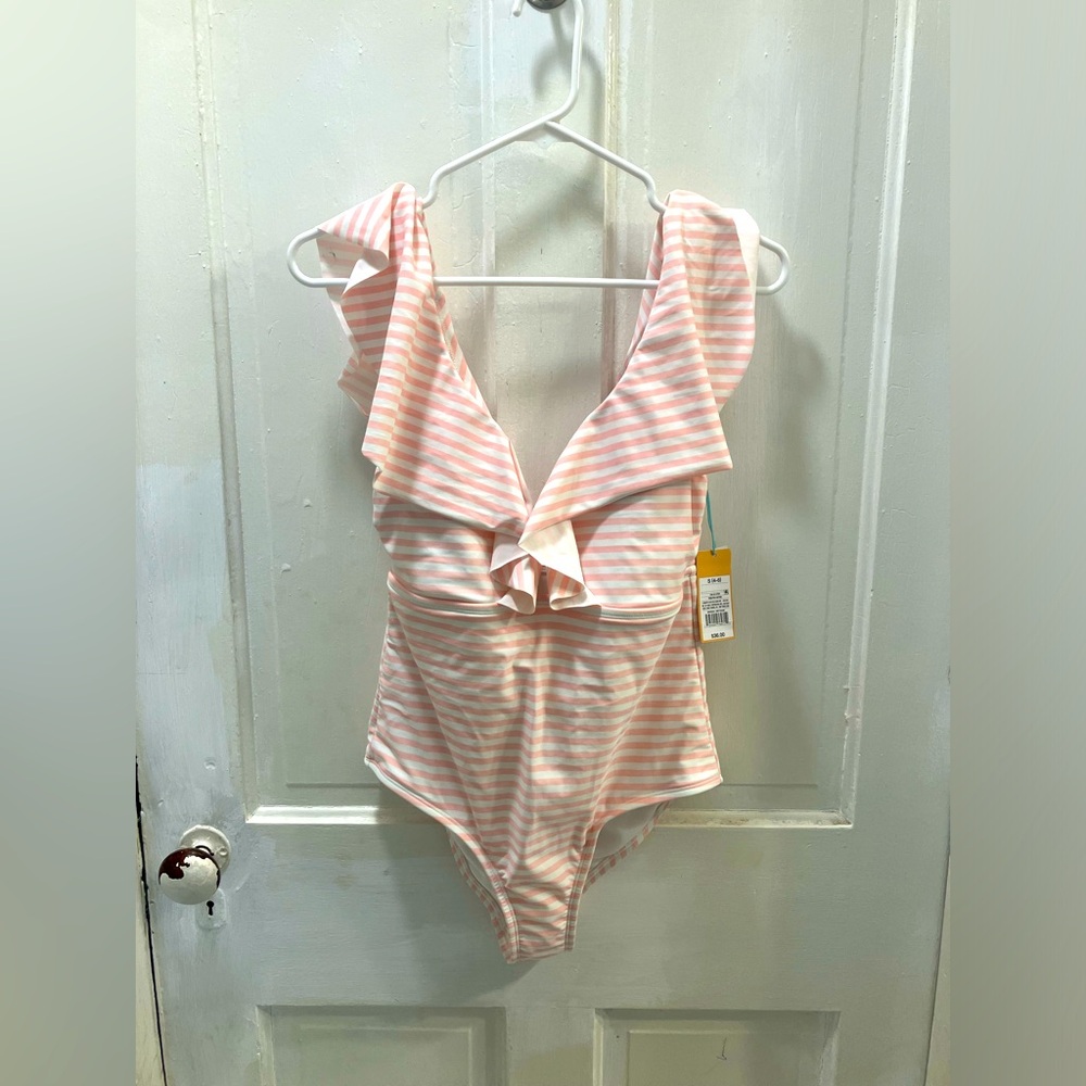Kona Sol ruffle one price swimsuit size small NWT